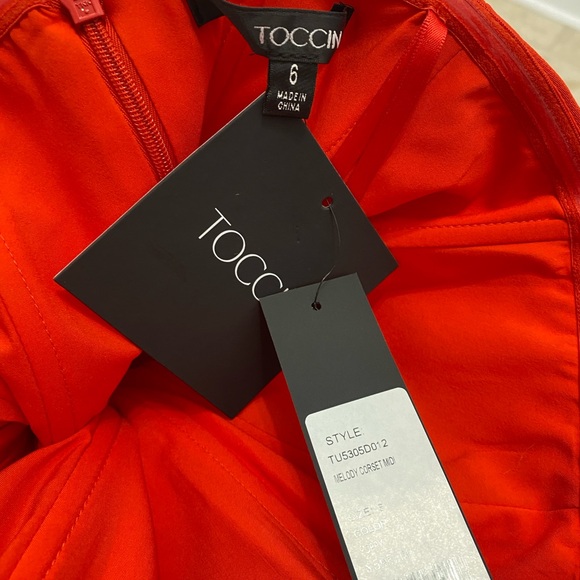 NWT Toccin Melody Corset Midi Dress In Poppy color - Picture 6 of 9